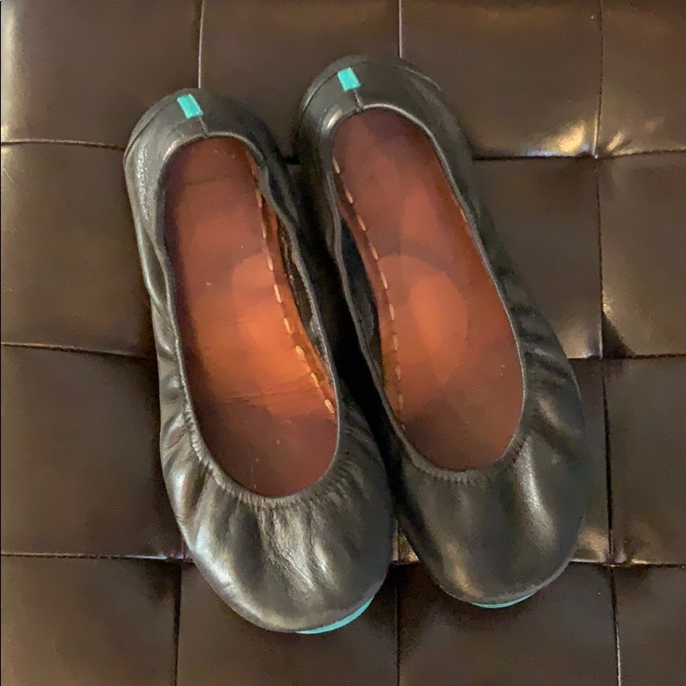 Black Leather Tieks Ballet Flats